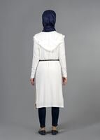 Vêtements hijab CRÈME CARDIGAN EN MAILLE À CAPUCHE 4956