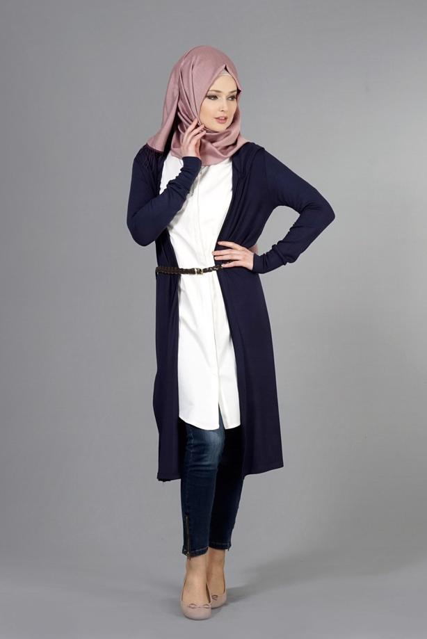 Tesettür giyim  KAPÜŞONLU TRİKO HIRKA 4956  - TRENDTESETTÜR