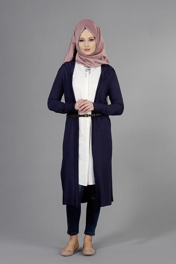 Tesettür giyim  KAPÜŞONLU TRİKO HIRKA 4956  - TRENDTESETTÜR