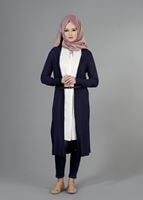Hijab clothing NAVY BLUE HOODED KNITWEAR CARDIGAN 4956 
