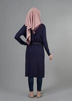 Hijab clothing NAVY BLUE HOODED KNITWEAR CARDIGAN 4956 