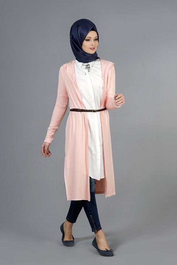 Tesettür giyim  KAPÜŞONLU TRİKO HIRKA 4956  - TRENDTESETTÜR