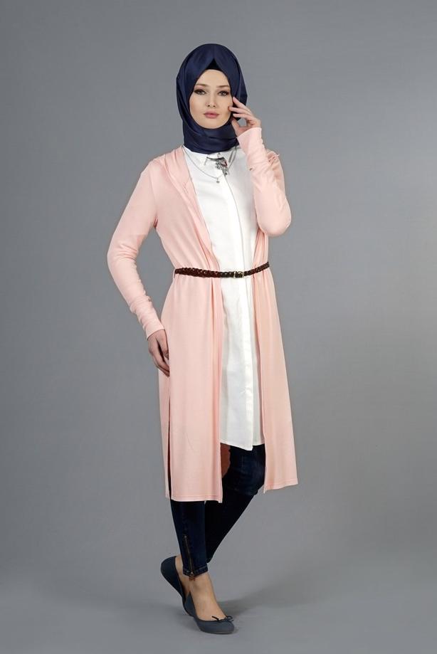 Tesettür giyim  KAPÜŞONLU TRİKO HIRKA 4956  - TRENDTESETTÜR