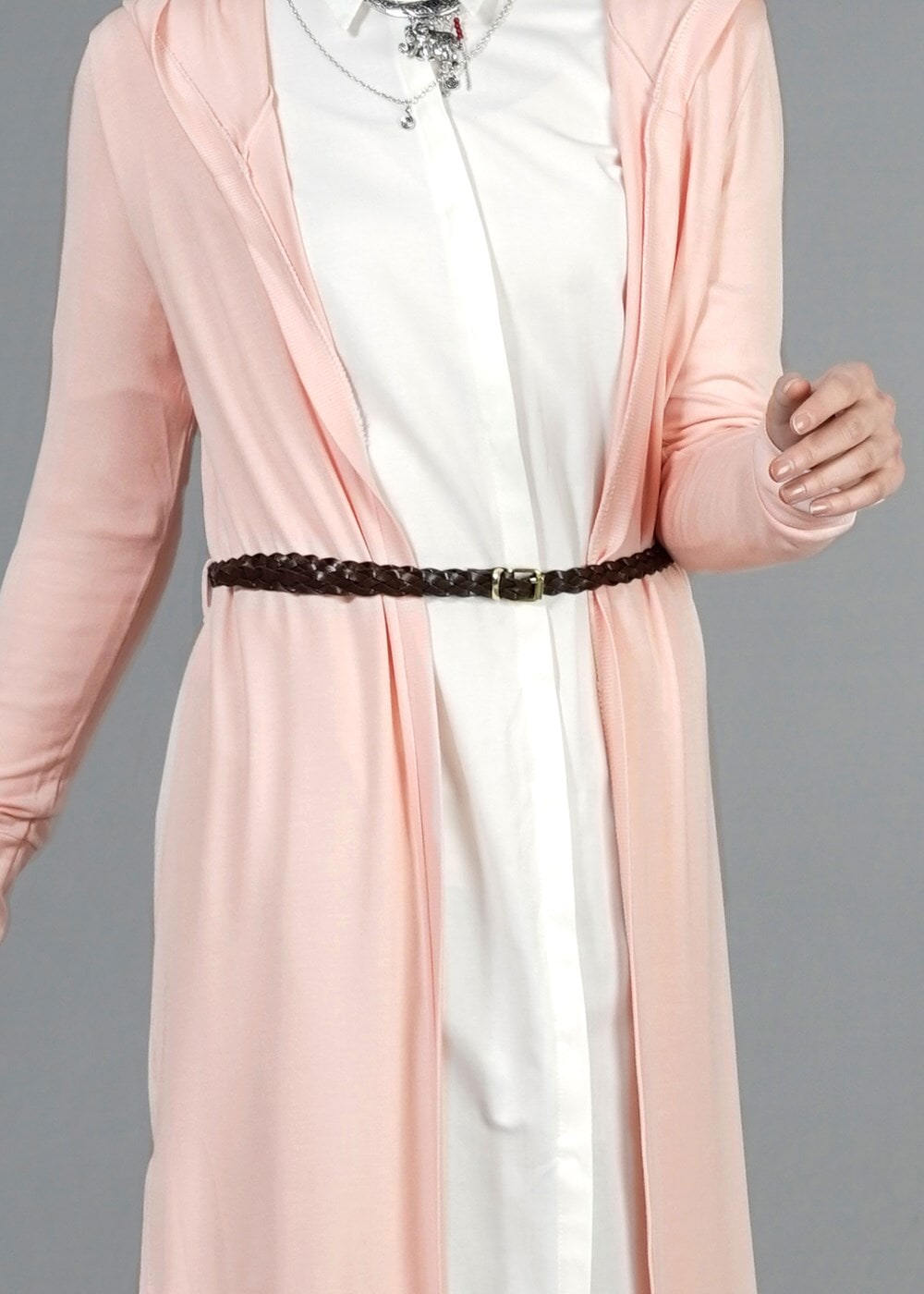 Hijab clothing POWDER HOODED KNITWEAR CARDIGAN 4956 