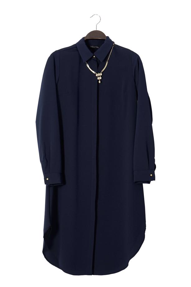 Tesettür giyim  T 6530 Helly Düğmeli Kolyeli Tunik - TRENDTESETTÜR