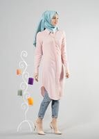 Vêtements hijab POUDRE T 6530 Helly Düğmeli Kolyeli Tunik