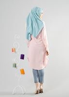 Vêtements hijab POUDRE T 6530 Helly Düğmeli Kolyeli Tunik