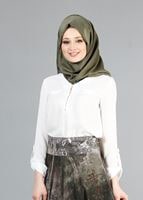 Hijab clothing CREAM T 9122 Helly  Fermuar Detaylı Bluz