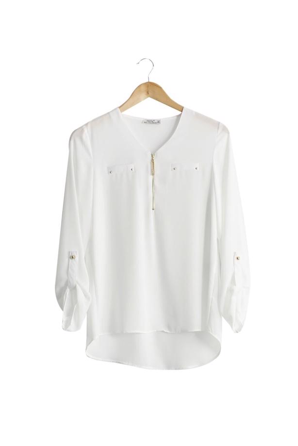 Tesettür giyim  T 9122 Helly  Fermuar Detaylı Bluz - TRENDTESETTÜR