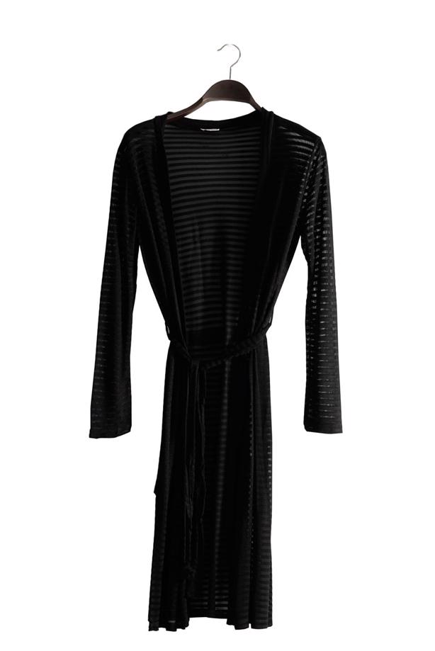 Tesettür giyim  T 9670 Helly Çizgili Kuşaklı Ceket - TRENDTESETTÜR