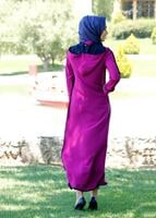 Vêtements hijab PRUNE T 16203 Moda Stil Fermuar Detaylı Kapşonlu Ferace