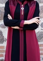 Tesettür giyim SİYAH T 16276 Moda Stil Hakim Yaka Ferace