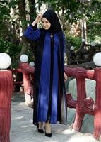 Tesettür giyim LACİVERT T 16276 Moda Stil Hakim Yaka Ferace