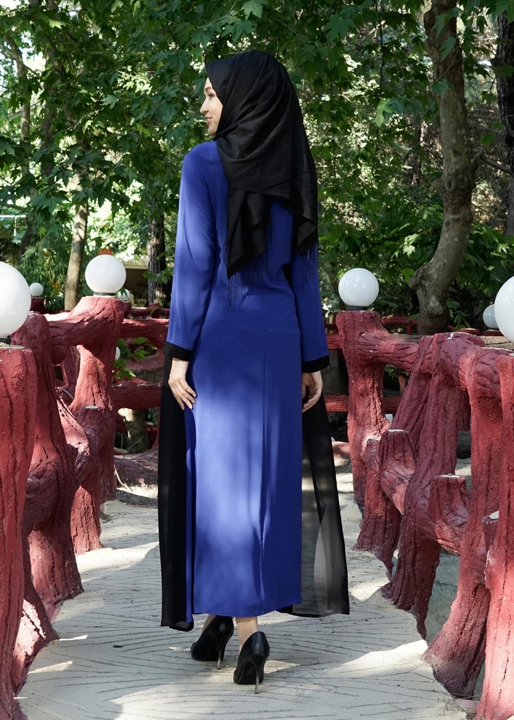 Vêtements hijab BLEU MARINE T 16276 Moda Stil Hakim Yaka Ferace
