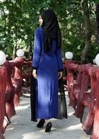 Vêtements hijab BLEU MARINE T 16276 Moda Stil Hakim Yaka Ferace