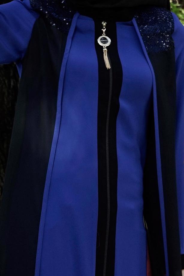 Tesettür giyim  T 16276 Moda Stil Hakim Yaka Ferace - TRENDTESETTÜR