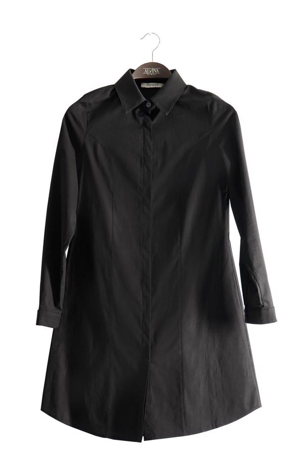 Tesettür giyim  T 271 Hewes Line Erkek Yaka Gizli Düğmeli Tunik - TRENDTESETTÜR