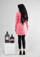 Tesettür giyim YEŞİL T 271 Hewes Line Erkek Yaka Gizli Düğmeli Tunik