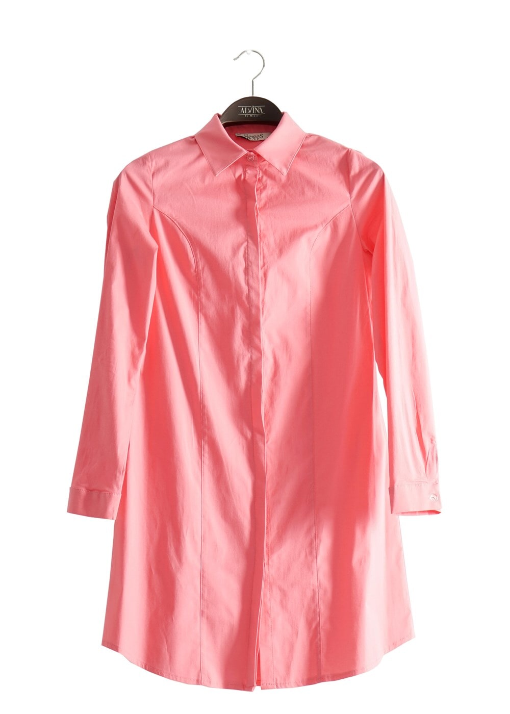 Tesettür giyim YEŞİL T 271 Hewes Line Erkek Yaka Gizli Düğmeli Tunik