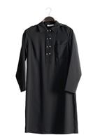 Tesettür giyim SİYAH T 277 Hewes Line Düğme Detaylı Erkek Yaka Tunik