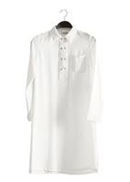 Tesettür giyim KREM T 277 Hewes Line Düğme Detaylı Erkek Yaka Tunik