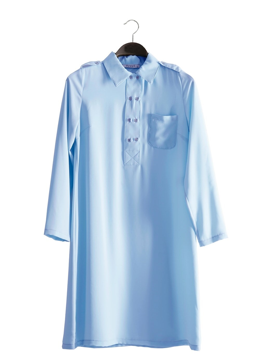 Tesettür giyim YEŞİL T 277 Hewes Line Düğme Detaylı Erkek Yaka Tunik