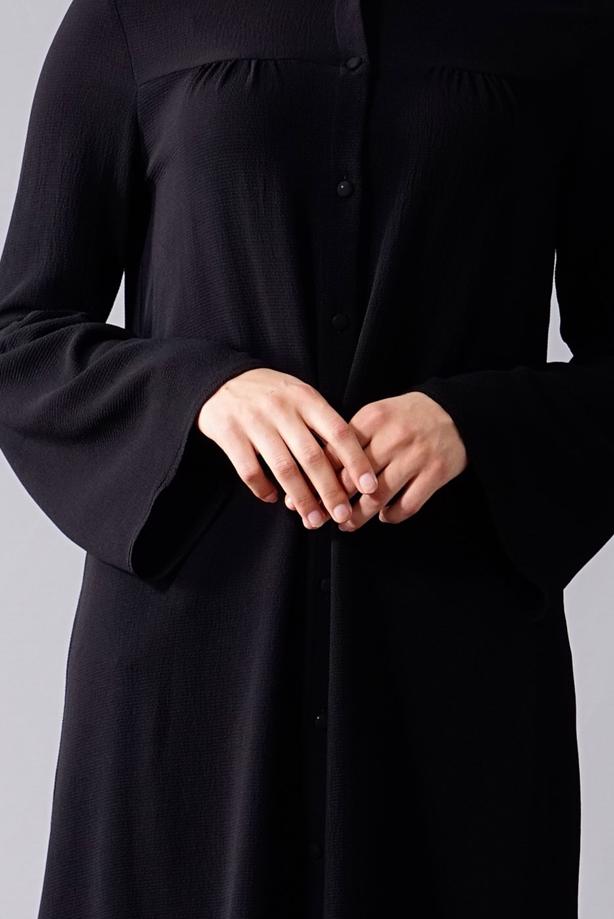 Tesettür giyim  T 281 Hewes Line- Hakim Yaka Düğmeli Tesettür Tunik - TRENDTESETTÜR
