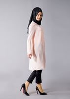 Tesettür giyim PUDRA T 281 Hewes Line- Hakim Yaka Düğmeli Tesettür Tunik