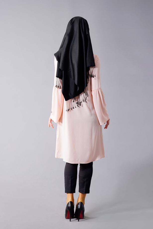 Tesettür giyim  T 281 Hewes Line- Hakim Yaka Düğmeli Tesettür Tunik - TRENDTESETTÜR