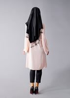 Tesettür giyim PUDRA T 281 Hewes Line- Hakim Yaka Düğmeli Tesettür Tunik