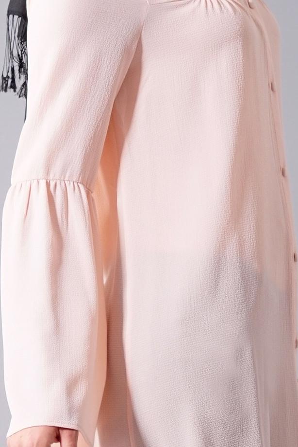 Tesettür giyim  T 281 Hewes Line- Hakim Yaka Düğmeli Tesettür Tunik - TRENDTESETTÜR