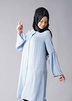 Tesettür giyim MAVİ T 281 Hewes Line- Hakim Yaka Düğmeli Tesettür Tunik