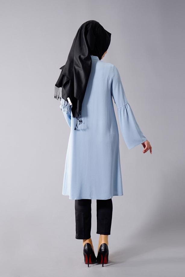 Tesettür giyim  T 281 Hewes Line- Hakim Yaka Düğmeli Tesettür Tunik - TRENDTESETTÜR