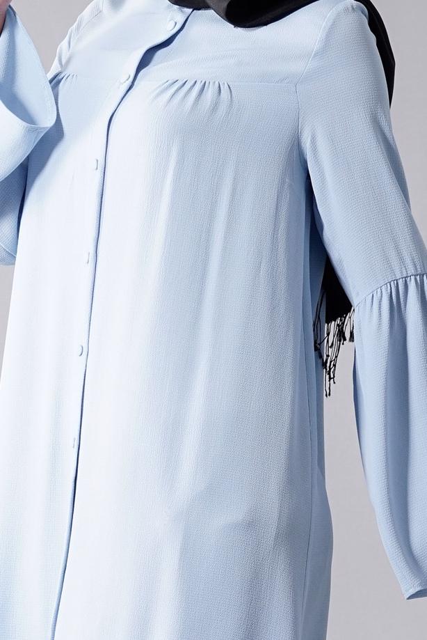 Tesettür giyim  T 281 Hewes Line- Hakim Yaka Düğmeli Tesettür Tunik - TRENDTESETTÜR