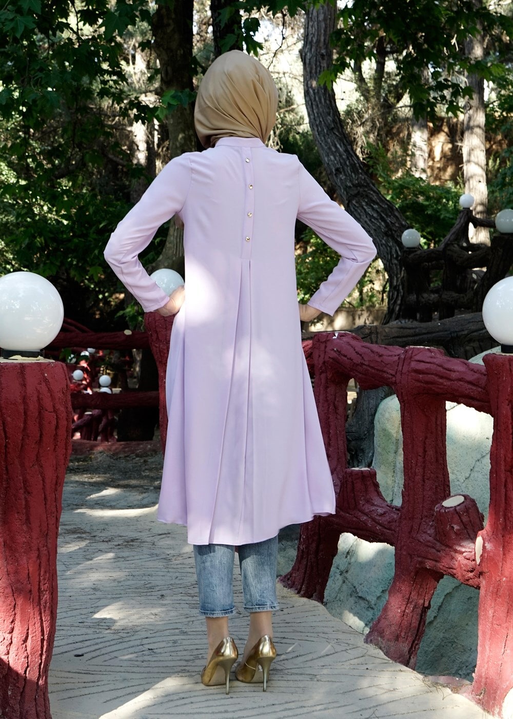 Tesettür giyim MOR T 283 Hewes Line Düğme Detaylı Tunik