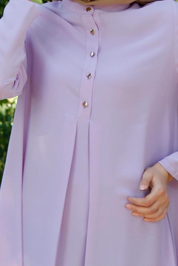 Tesettür giyim  T 283 Hewes Line Düğme Detaylı Tunik - TRENDTESETTÜR