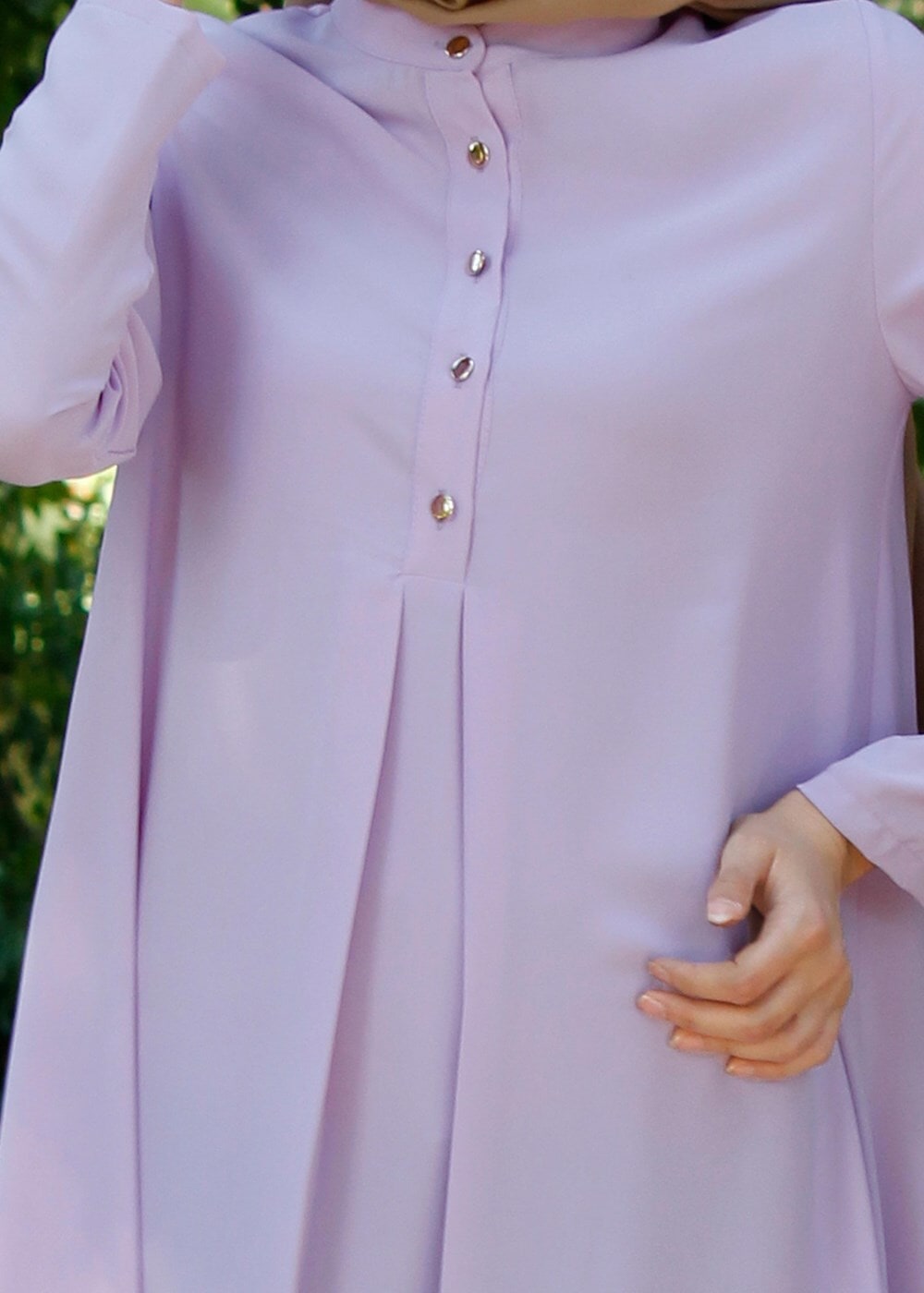 Tesettür giyim MOR T 283 Hewes Line Düğme Detaylı Tunik