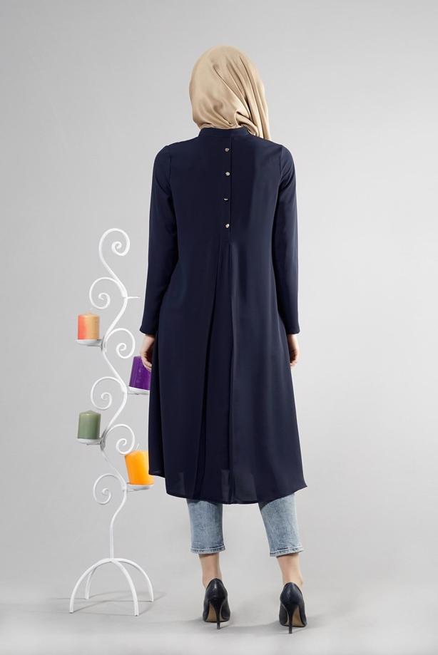 Tesettür giyim  T 283 Hewes Line Düğme Detaylı Tunik - TRENDTESETTÜR