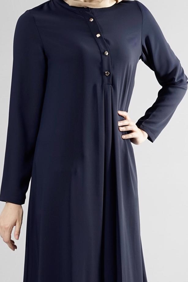 Tesettür giyim  T 283 Hewes Line Düğme Detaylı Tunik - TRENDTESETTÜR