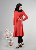 Tesettür giyim YEŞİL T 283 Hewes Line Düğme Detaylı Tunik