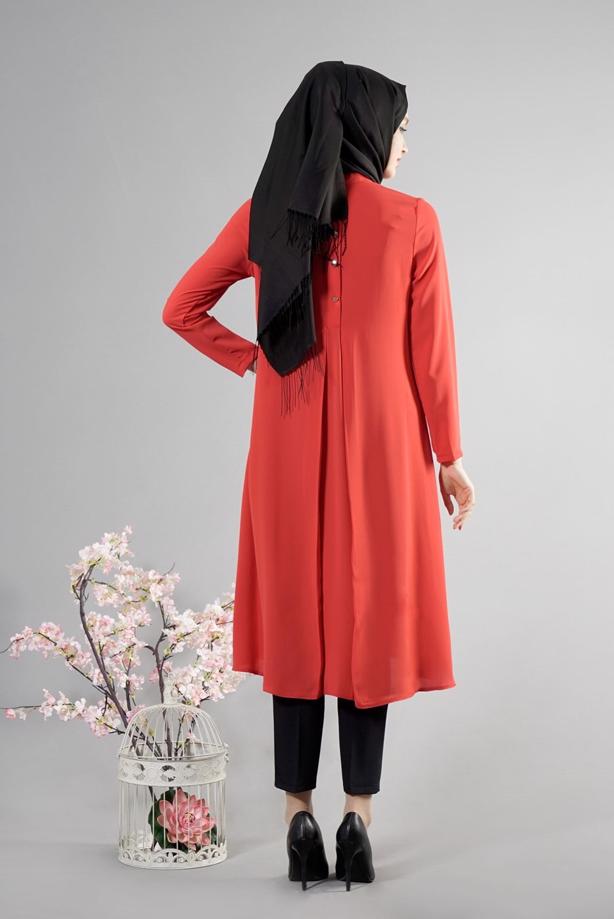 Tesettür giyim  T 283 Hewes Line Düğme Detaylı Tunik - TRENDTESETTÜR