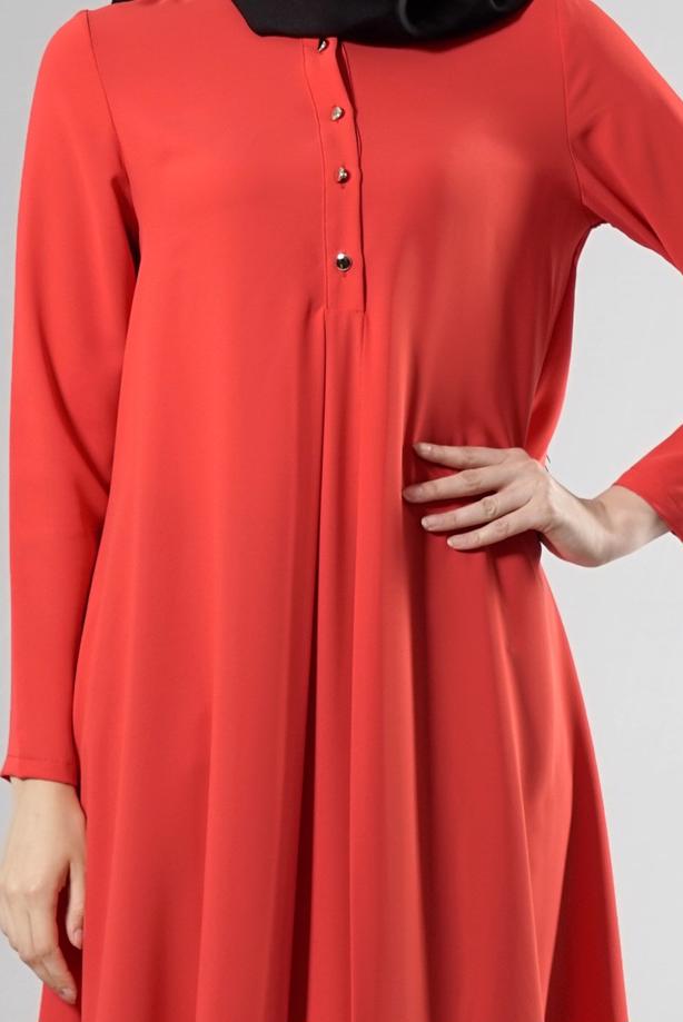 Tesettür giyim  T 283 Hewes Line Düğme Detaylı Tunik - TRENDTESETTÜR