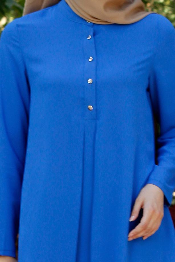 Tesettür giyim  T 283 Hewes Line Düğme Detaylı Tunik - TRENDTESETTÜR