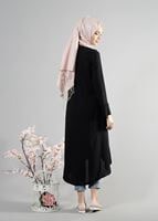 Tesettür giyim SİYAH T 287 Hewes Line Pilise Detaylı Tunik