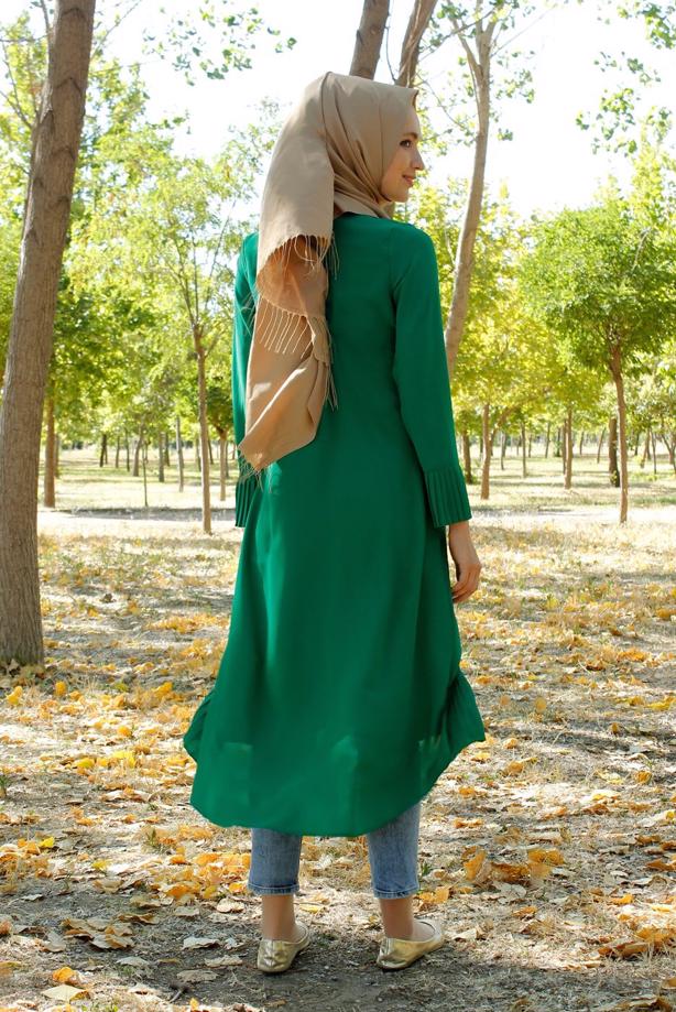 Tesettür giyim  T 287 Hewes Line Pilise Detaylı Tunik - TRENDTESETTÜR