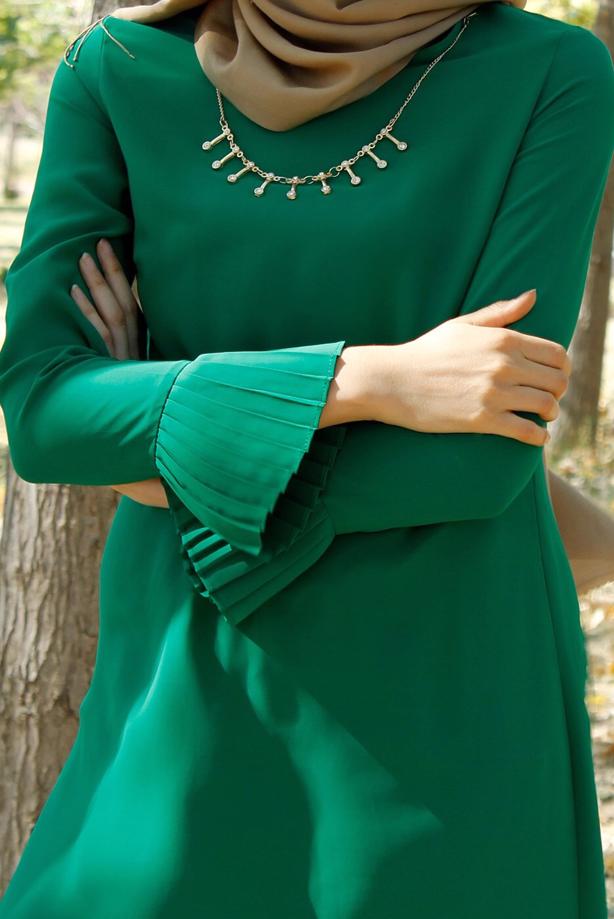 Tesettür giyim  T 287 Hewes Line Pilise Detaylı Tunik - TRENDTESETTÜR