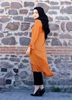 Tesettür giyim TURUNCU T 287 Hewes Line Pilise Detaylı Tunik