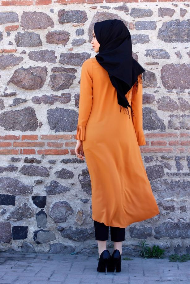 Tesettür giyim  T 287 Hewes Line Pilise Detaylı Tunik - TRENDTESETTÜR