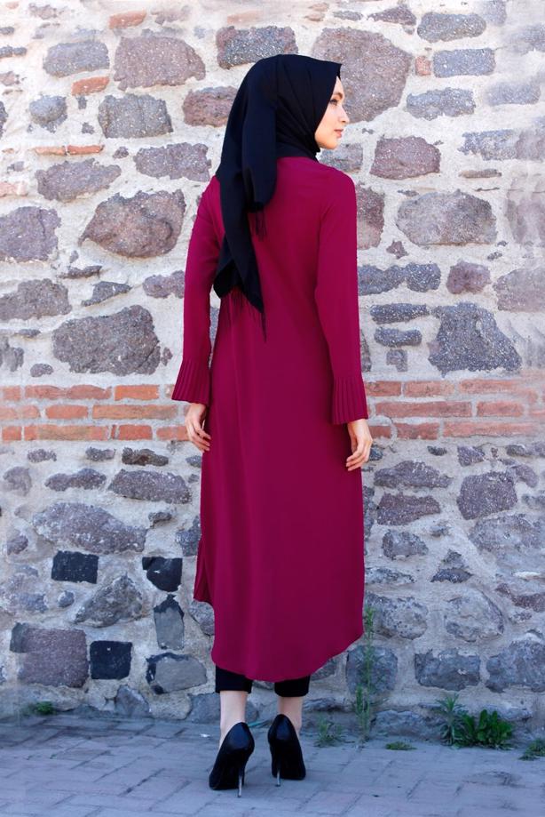 Tesettür giyim  T 287 Hewes Line Pilise Detaylı Tunik - TRENDTESETTÜR