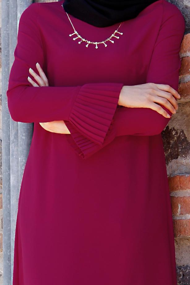 Tesettür giyim  T 287 Hewes Line Pilise Detaylı Tunik - TRENDTESETTÜR